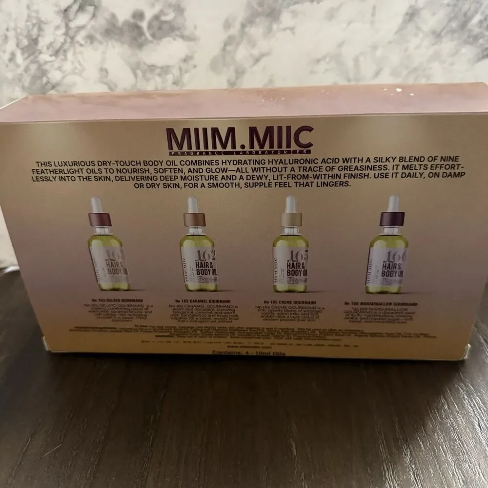 Miim Miic The Viral Gourmands 4 Piece Body Oil Collection 10ml TikTok NIB